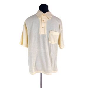 Vintage 70’s  Sears kings road 3 button yellow collared pocket polo shirt